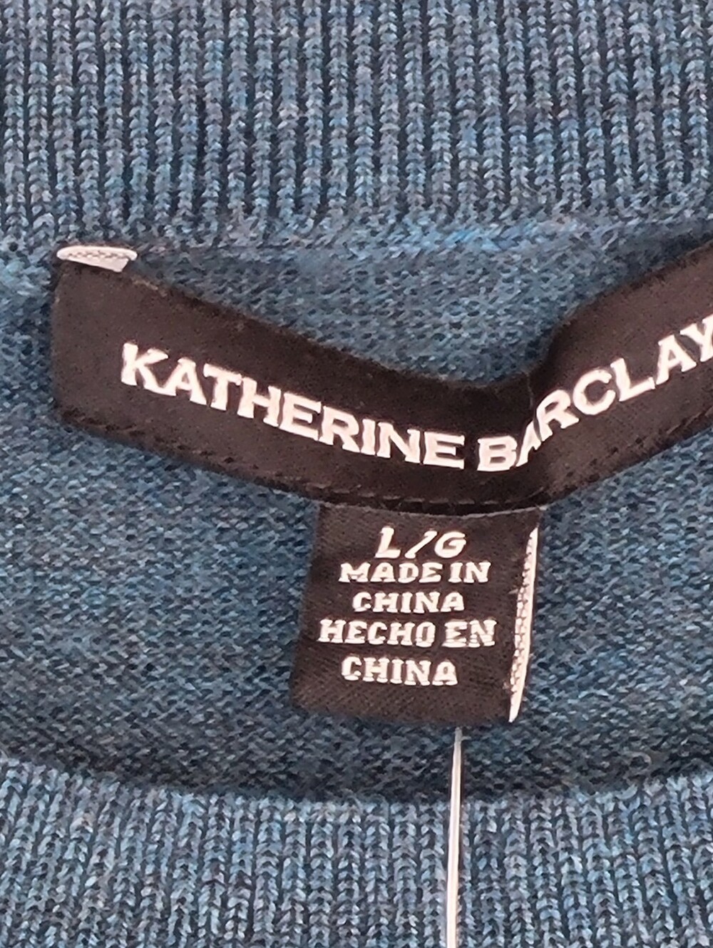 Katherine Barclay 100% Extra FINE Merino Wool Blue Crewneck Sweater NWT L - Picture 4 of 7